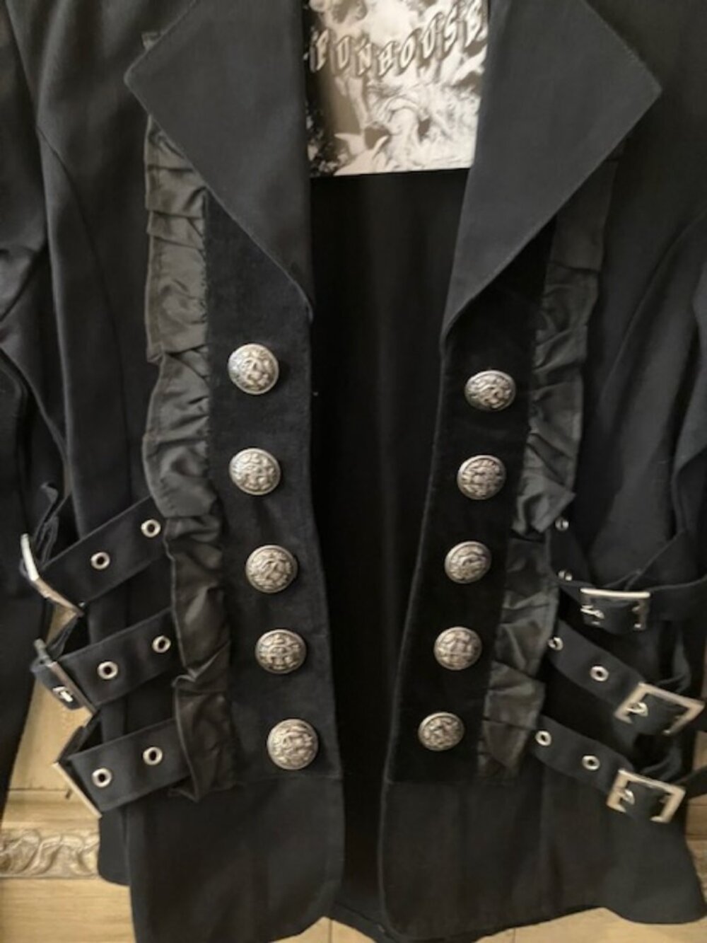 FUNHOUSE - BLACK MILITARY GOTH JACKET -100% COTTON -SMALL -NWT - Picture 2 of 7